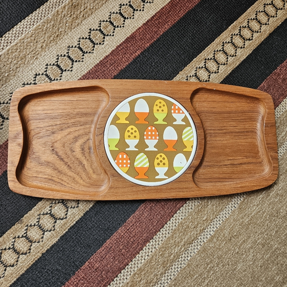 Mcm Teak Wood Appetizer Cheese Tray